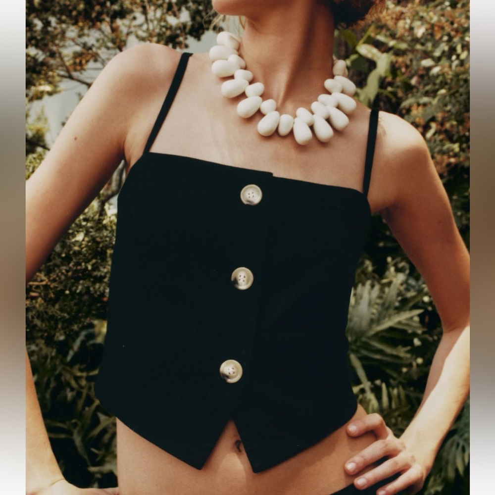 NWT! Zara Black Linen Blend Tank Top